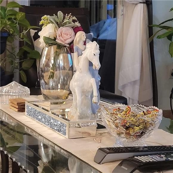 Mirror Jewelry Organizer fits Dresser Bedroom,Crushed Diamond Bathroom Tray - Picture 6 of 6